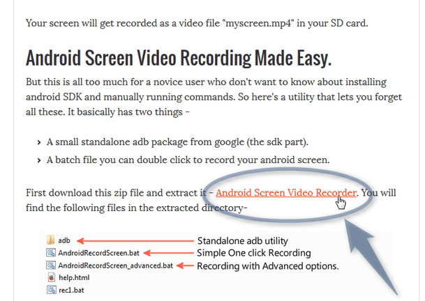 「Android Screen Video Recorder」というリンクをクリック