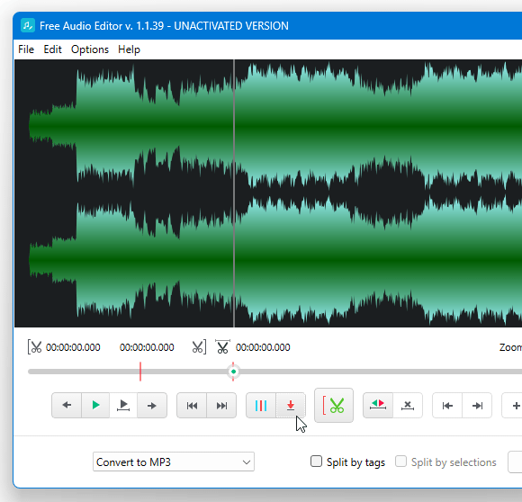 分割したい地点で「Set tag」ボタンをクリックする