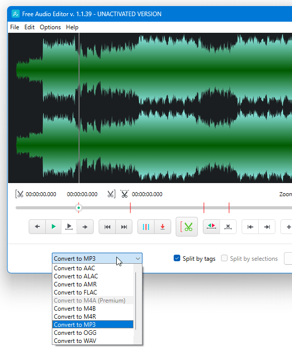 「Convert to MP3」というプルダウンメニューをクリックする