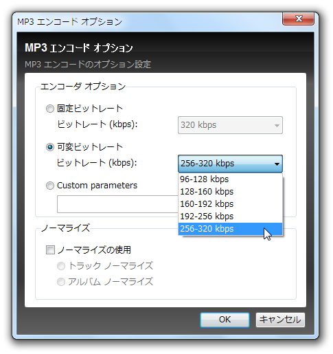 MP3 のエンコードオプション