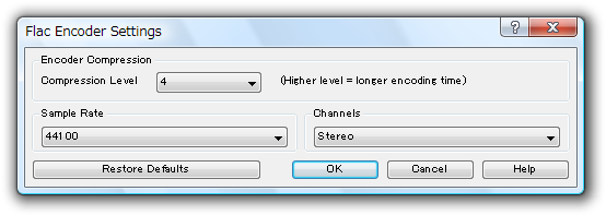 FLAC Encoder Settings