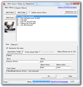 MP3 Album Maker スクリーンショット