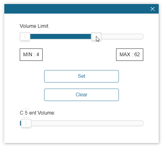 「Volume Limit」欄の右側にあるツマミをドラッグし、音量の上限値を指定する