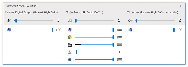 EarTrumpet ボリュームミキサー