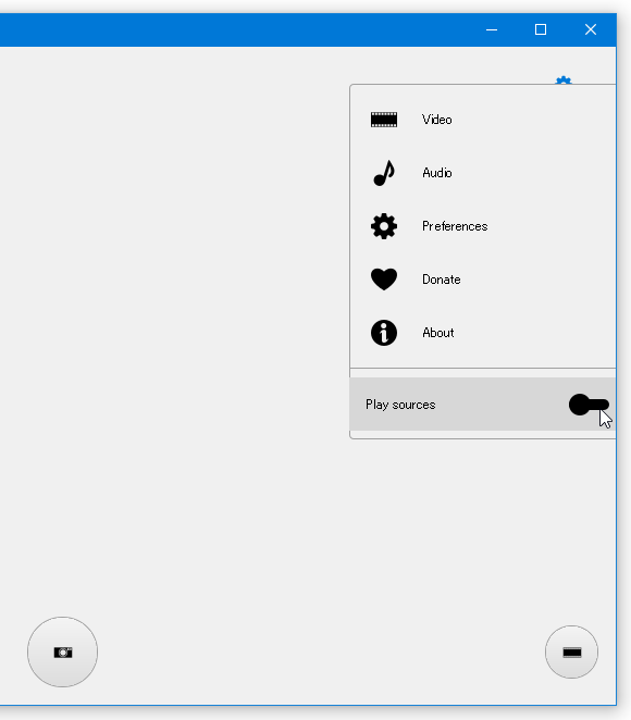 歯車ボタンをクリック →「Play sources」スイッチを ON にする