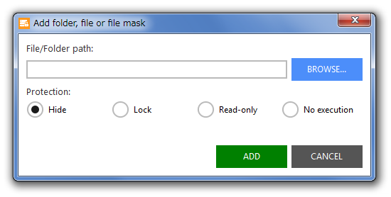 Add folder, file or file mask