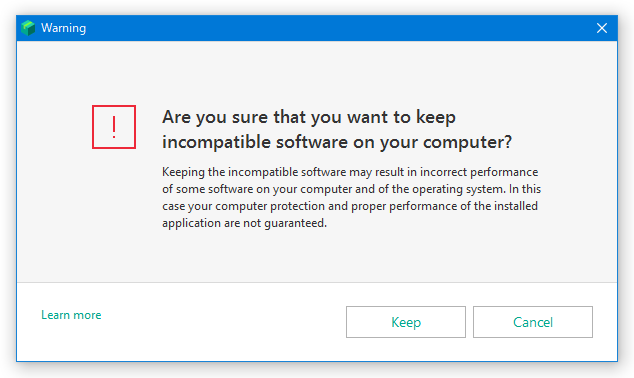 Incompatible software detected