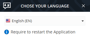 使用言語を問うダイアログ