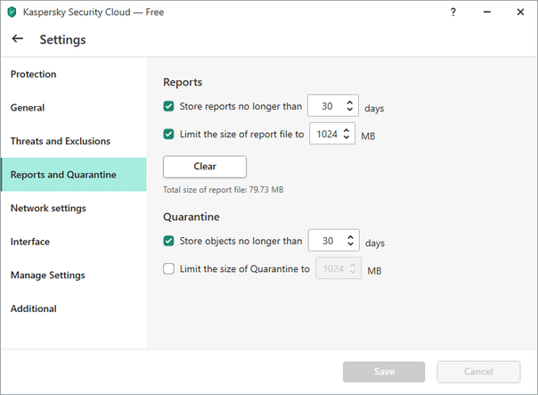 「Report and Quarantne」メニュー