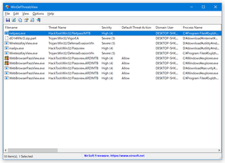 WinDefThreatsView スクリーンショット