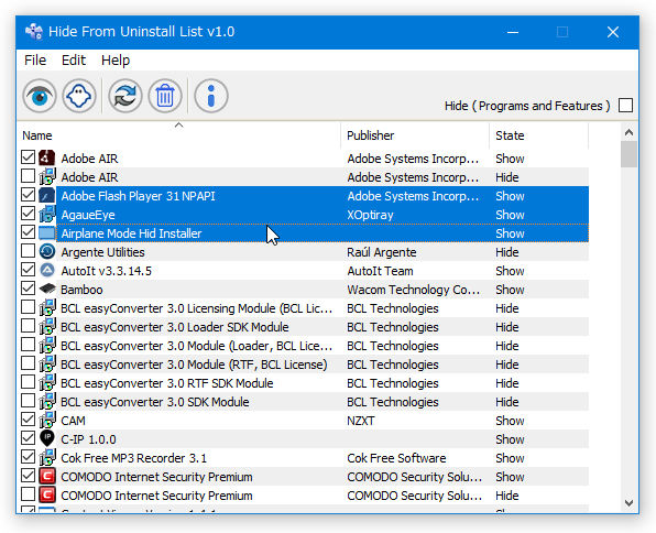 複数のアプリケーションをまとめて非表示にすることもできる