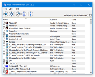 Hide From Uninstall List スクリーンショット