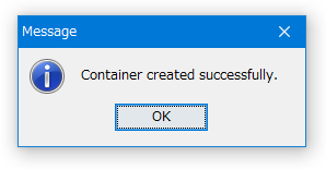 Container created successfully