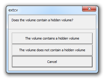 Does the volume contain a hidden volume?る