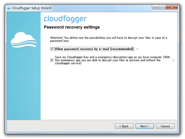 Password recovery settings