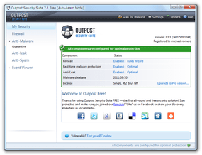 Outpost Security Suite FREE スクリーンショット