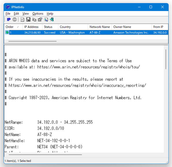 リモートアドレスの WHOIS 情報を表示