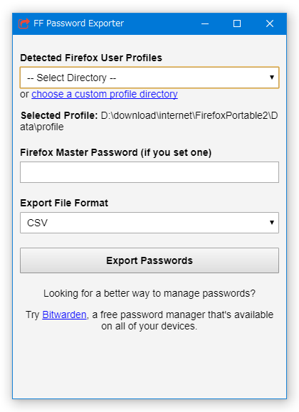 FF Password Exporter