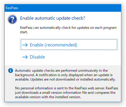 Enable automatic update check？