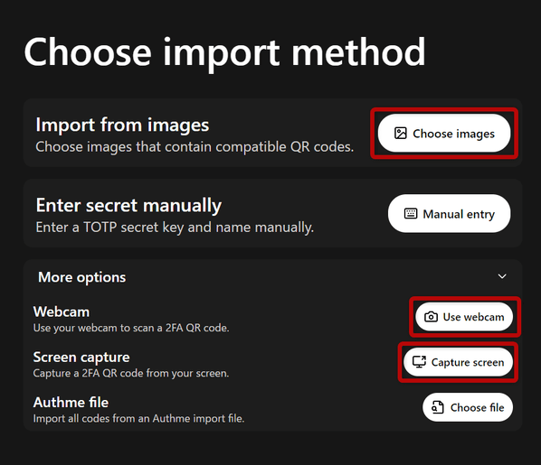 Import codes