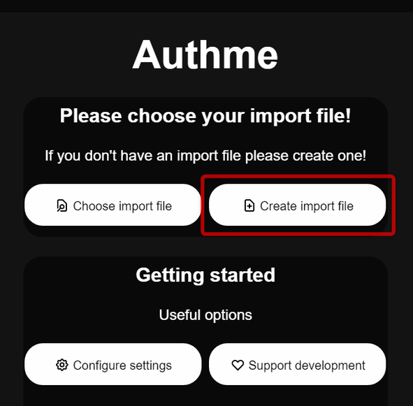 Please choose your import file