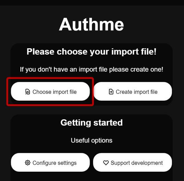 Please choose your import file