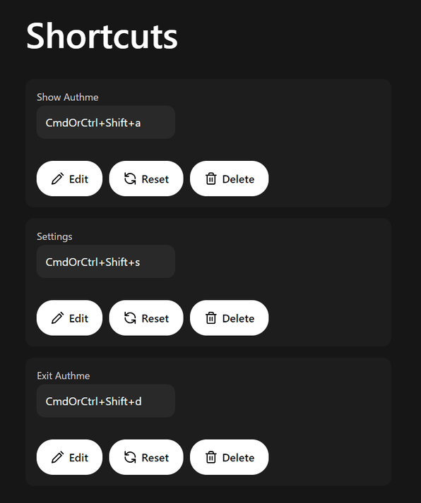 Shortcuts