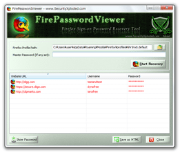 FirePasswordViewer スクリーンショット