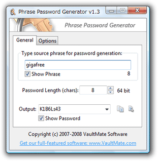 Phrase Password Generator スクリーンショット