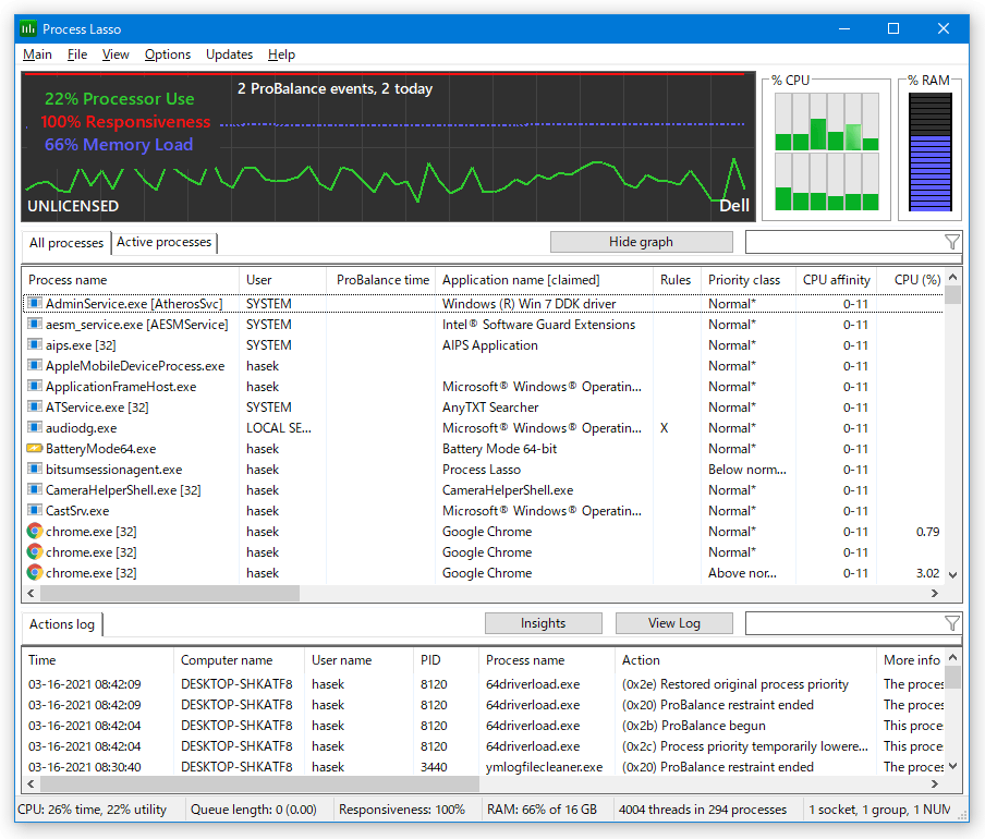 Process Lasso のダウンロードと使い方 - ｋ本的に無料ソフト・フリーソフト