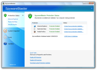 SpywareBlaster スクリーンショット