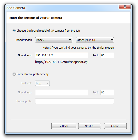 Enter the settings of your IP camera