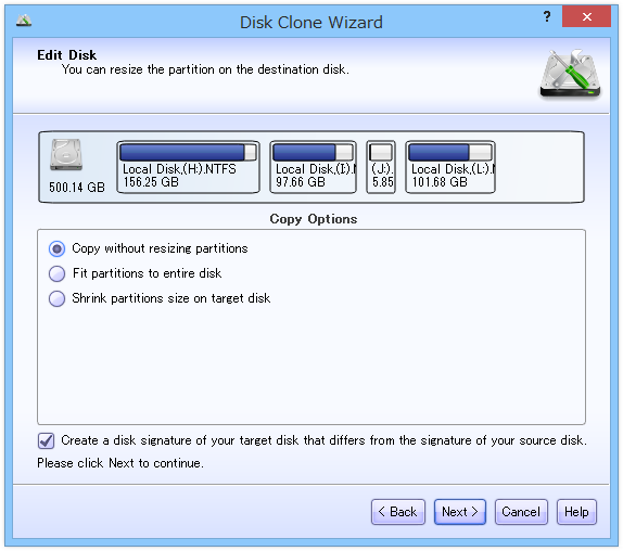 Create a disk signature of your target disk ～