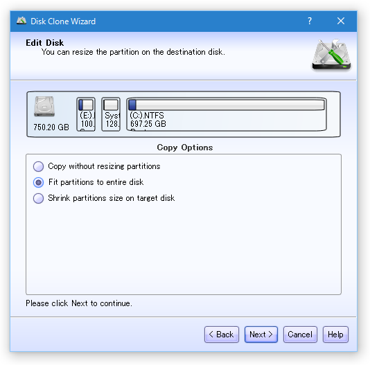 Fit partitions to entire disk