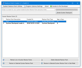 Restore Point Creator スクリーンショット