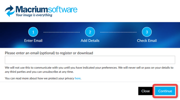 E メールの登録を促す画面