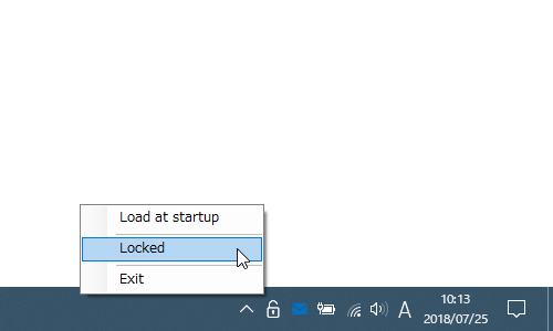 タスクトレイアイコンを右クリック → 「Locked」を選択