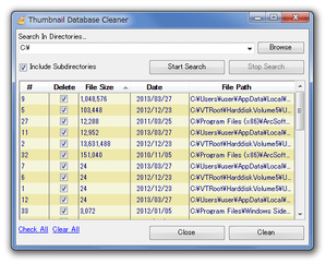 Thumbnail Database Cleaner スクリーンショット