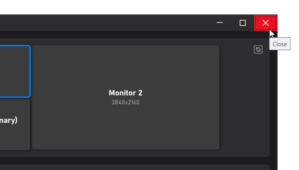 タイトルバー上の「×」ボタンを押す