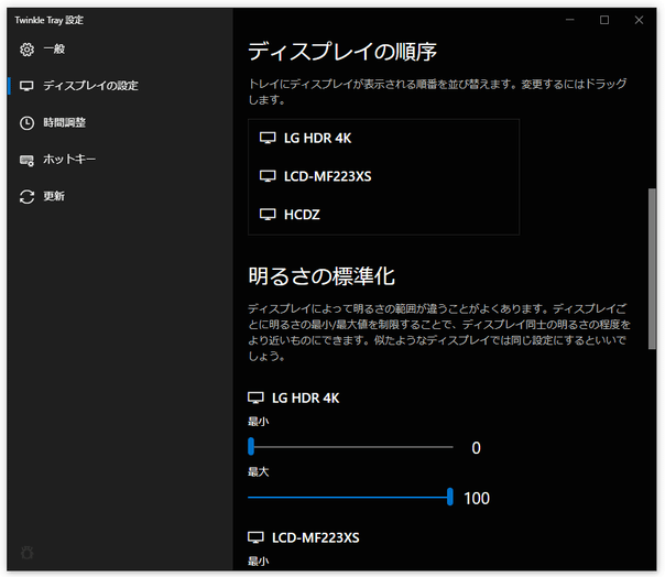 ディスプレイの順序