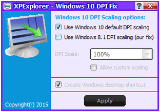 Windows 10 DPI Fix スクリーンショット