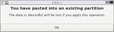 You have pasted into an existing partition