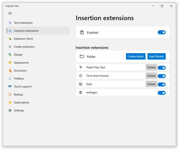 Insertion extensions