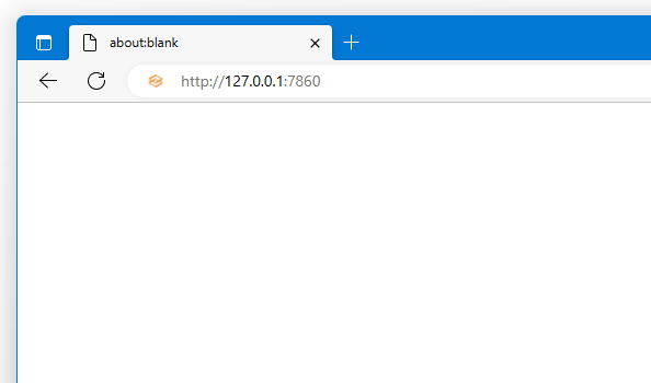 ブラウザのアドレスバーに　http://127.0.0.1:7860　と入力して Enter キーを押す
