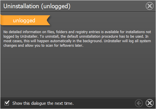 Uninstallation（unlogged）
