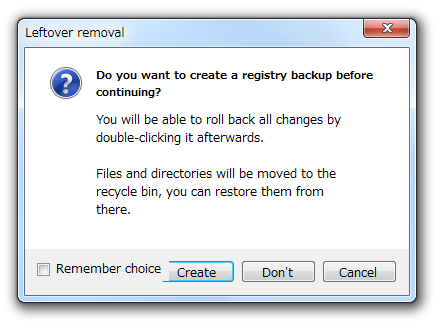 Do you want to create a rregstry backup before continuing?