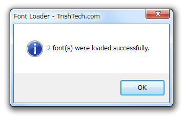 ○ font(s) were loaded successfully.