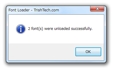 ○ font(s) were unloaded successfully.