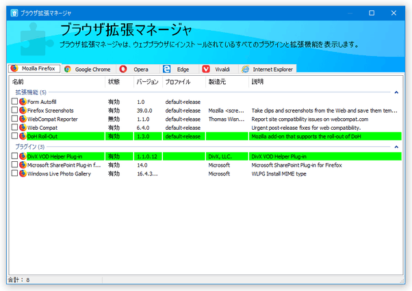 ブラウザ拡張マネージャ