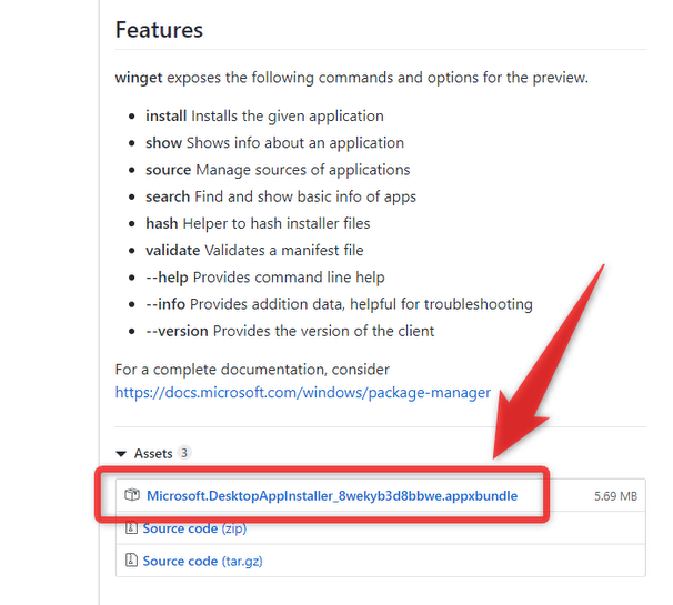 「Microsoft.DesktopAppInstaller_8wekyb3d8bbwe.appxbundle」をダウンロードする